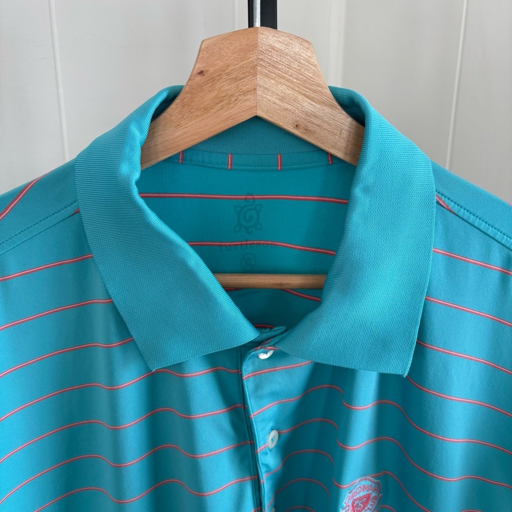 Turtleson Tour Performance Blue Stripe Golf Polo Medinah Country Club Men’s XL